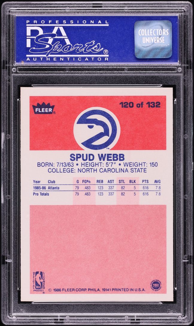 1986 Fleer Basketball Spud Webb ROOKIE #120 PSA 9 MINT