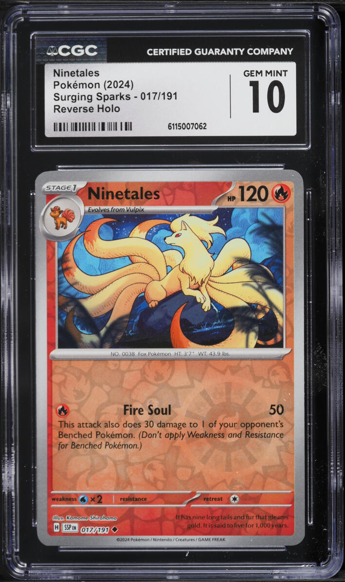 2024 Pokemon SV Surging Sparks Reverse Holo Ninetales #017 CGC 10 GEM MINT