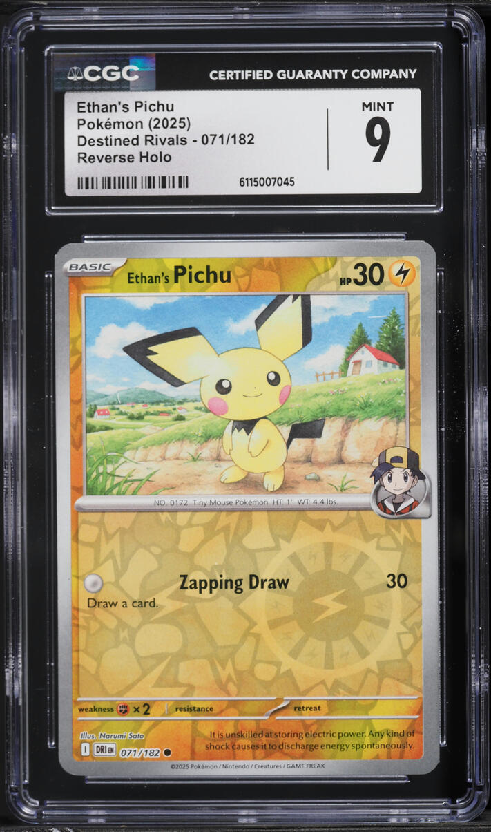 2025 Pokemon Scarlet & Violet Destined Rivals Reverse Holo Ethan's Pichu #71 CGC 9 MINT