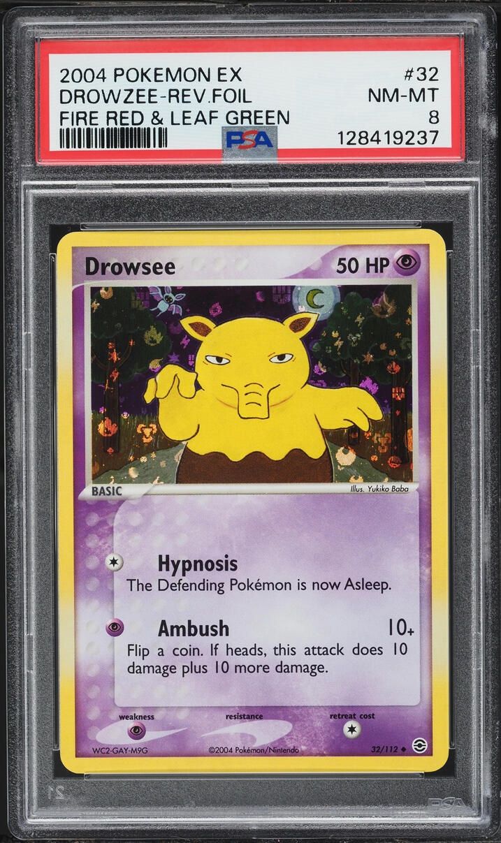 2004 Pokemon EX Fire Red & Leaf Green Reverse Holo Drowzee #32 PSA 8 NM-MT