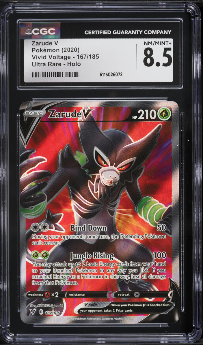 2020 Pokemon Sword & Shield Vivid Voltage Full Art Zarude V #167 CGC 8.5 NM-MT+