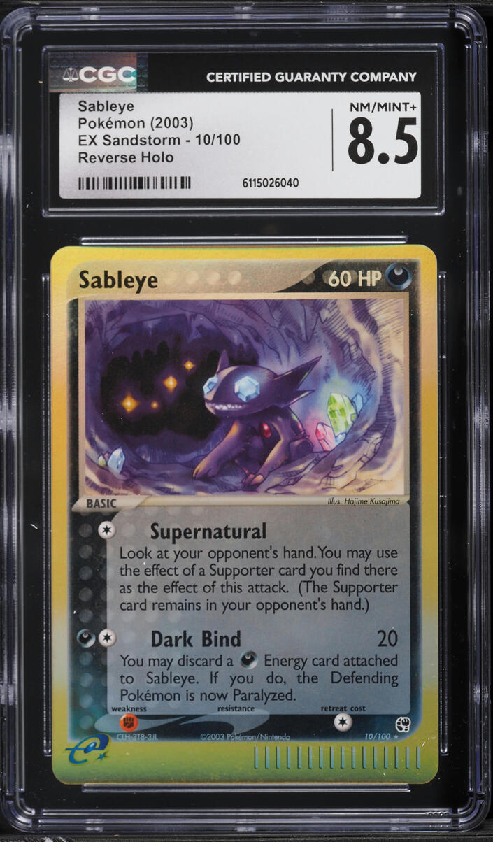 2003 Pokemon EX Sandstorm Reverse Holo Sableye #10 CGC 8.5 NM-MT+