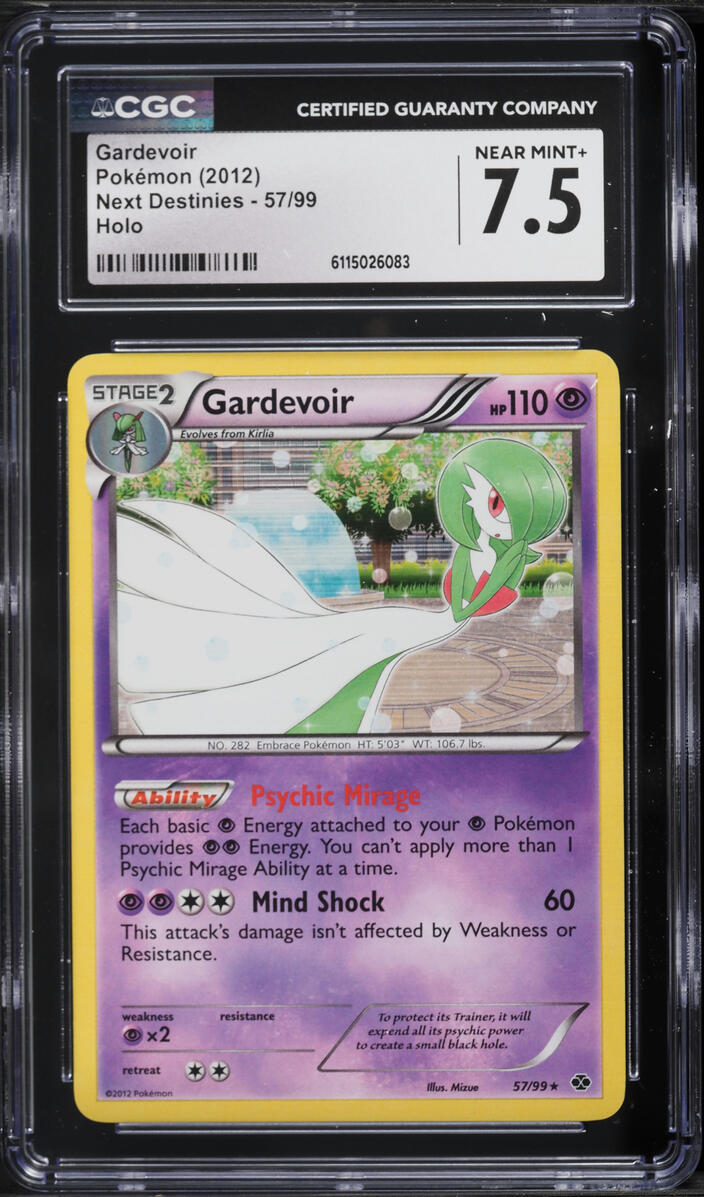 2012 Pokemon Black & White Next Destinies Holo Gardevoir #57 CGC 7.5 NRMT+