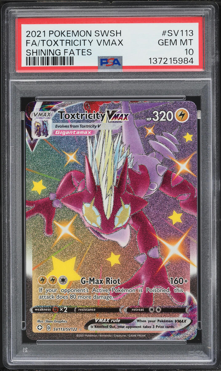2021 Pokemon Sword & Shield Shining Fates Shiny Toxtricity VMAX #SV113 PSA 10 GEM MINT
