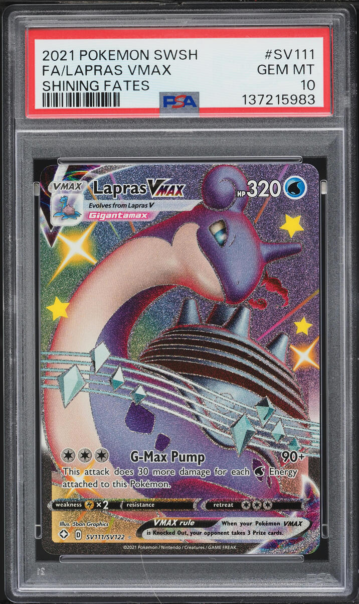 2021 Pokemon Sword & Shield Shining Fates Shiny Lapras VMAX #SV111 PSA 10 GEM MINT