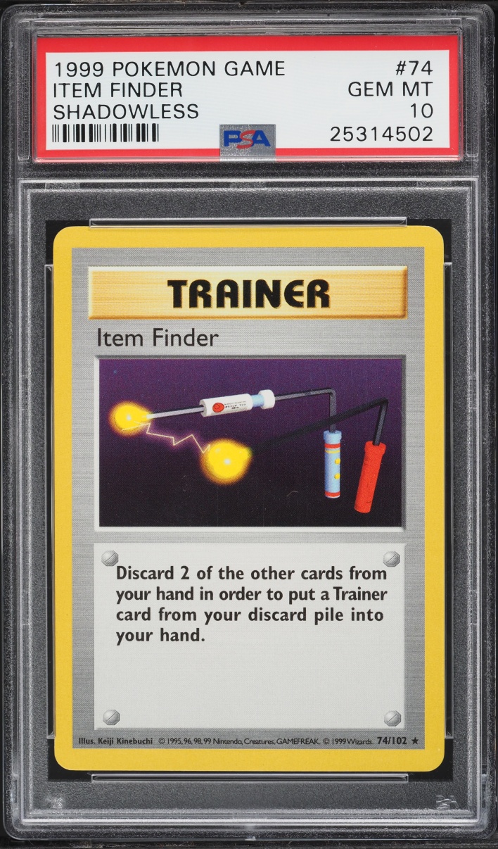 1999 Pokemon Base Set Shadowless Item Finder #74 PSA 10 GEM MINT