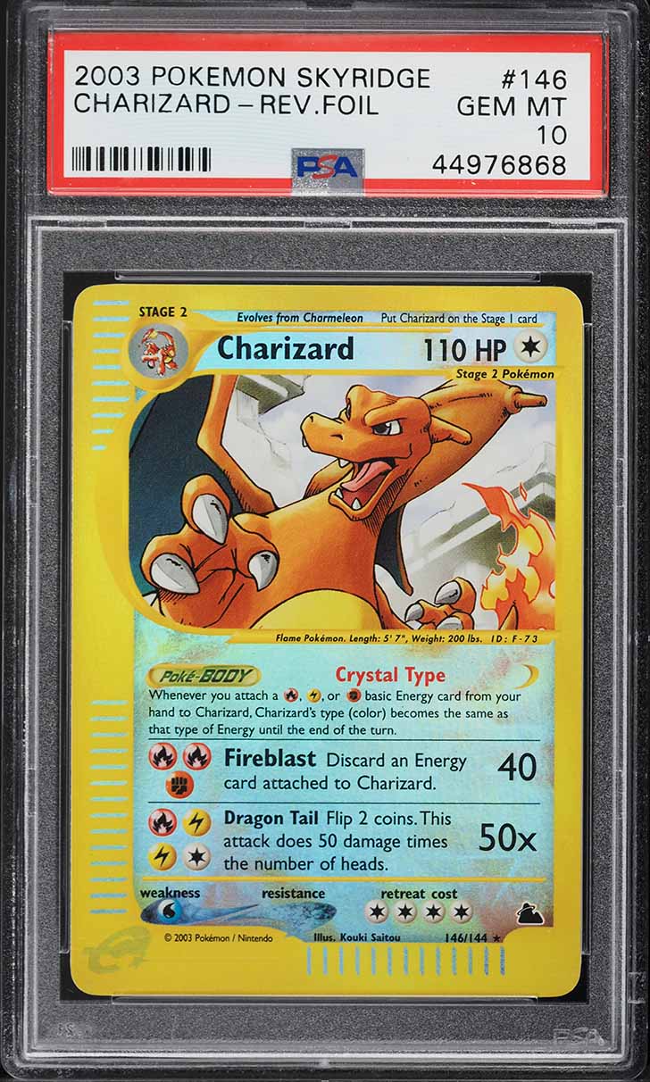 2003 Pokemon Skyridge Reverse Holo Crystal Charizard #146 PSA 10 GEM MINT