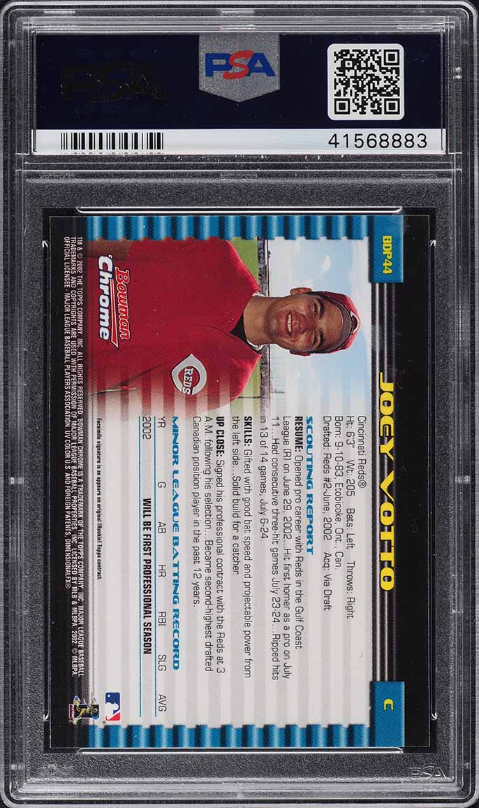 2002 Bowman Chrome Draft Picks Joey Votto ROOKIE #44 PSA 9 MINT