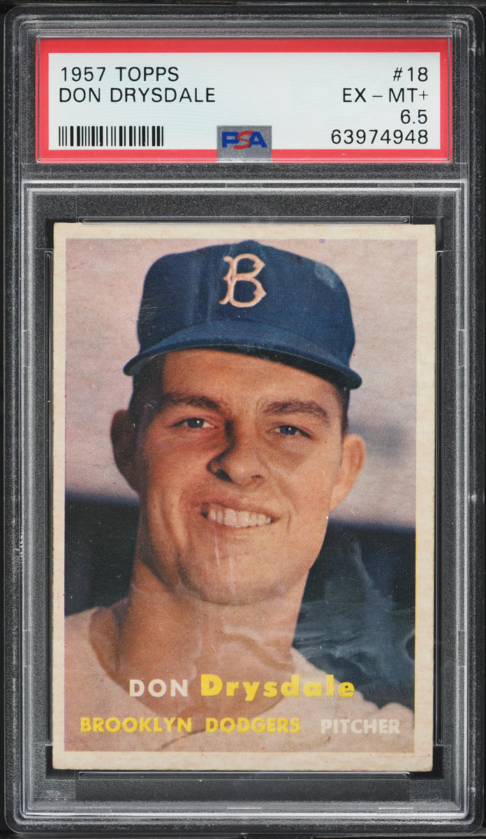 1957 Topps Don Drysdale ROOKIE #18 PSA 6.5 EXMT+