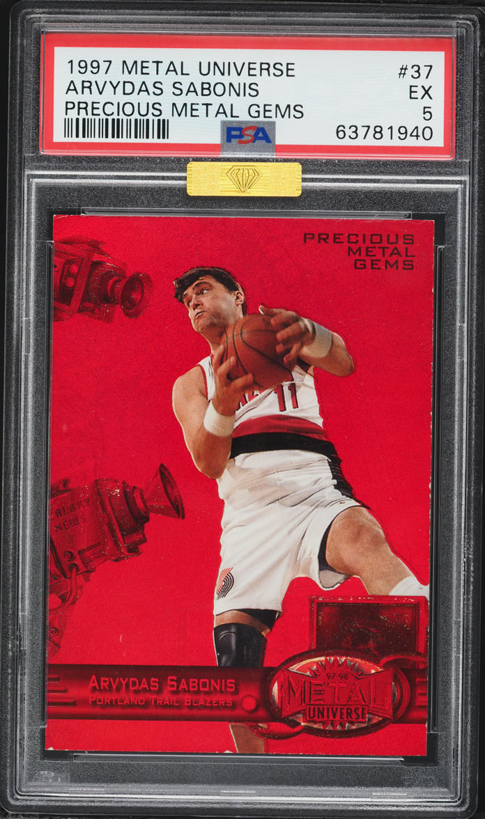 1997 Metal Universe Precious Metal Gems PMG Red Arvydas Sabonis /100 #37 PSA 5