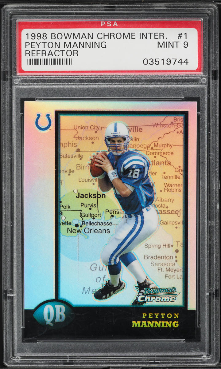 1998 Bowman Chrome Interstate Refractor Peyton Manning ROOKIE #1 PSA 9 MINT