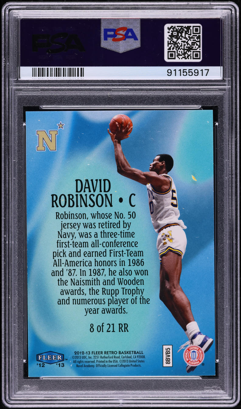 2012 Fleer Retro Mystique Raise The Roof David Robinson /100 #8 PSA 9 MINT - Photo 2