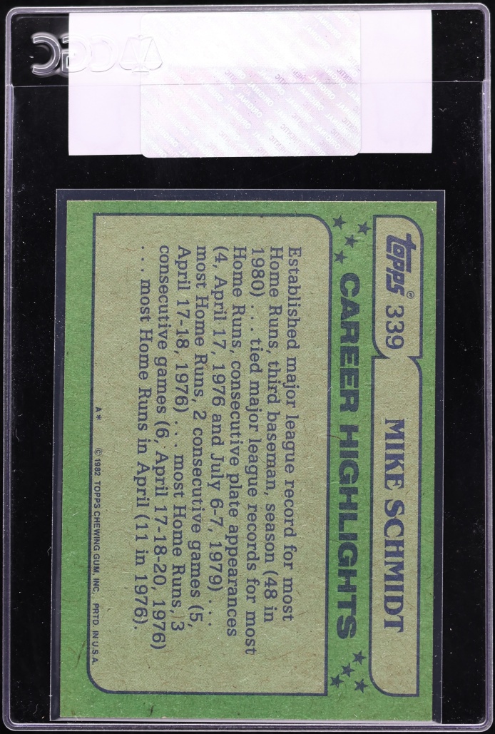 1982 Topps Mike Schmidt ALL-STAR #339 CGC AUTH