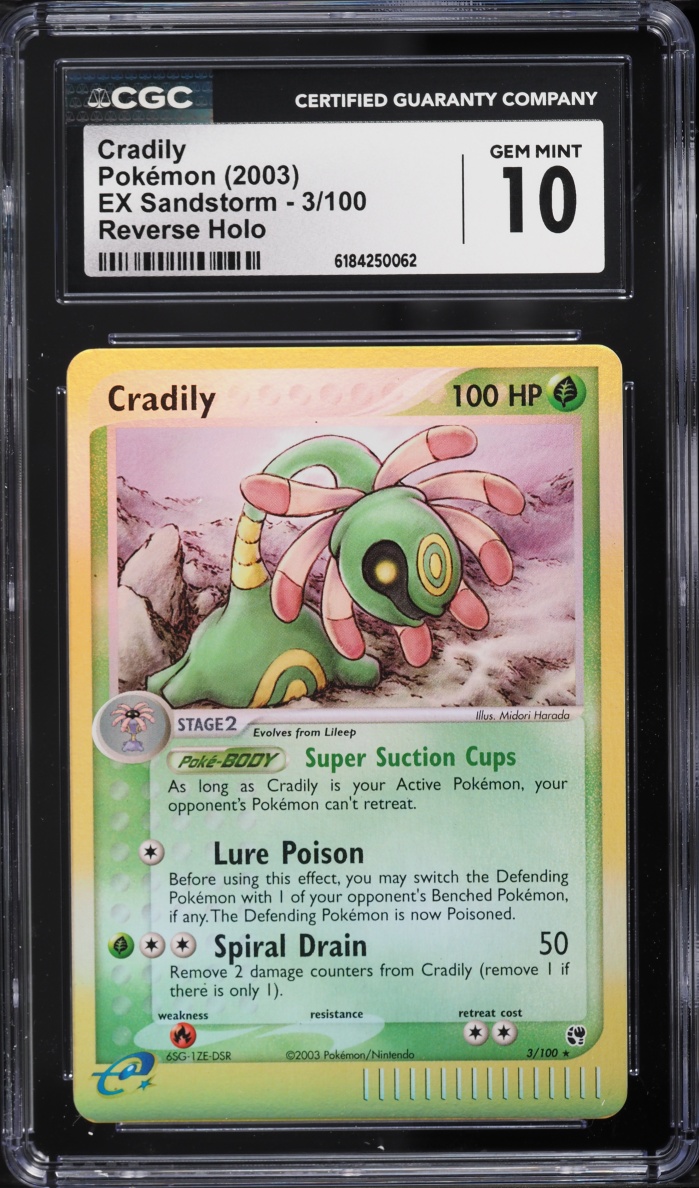 2003 Pokemon EX Sandstorm Reverse Holo Cradily #3 CGC 10 GEM MINT