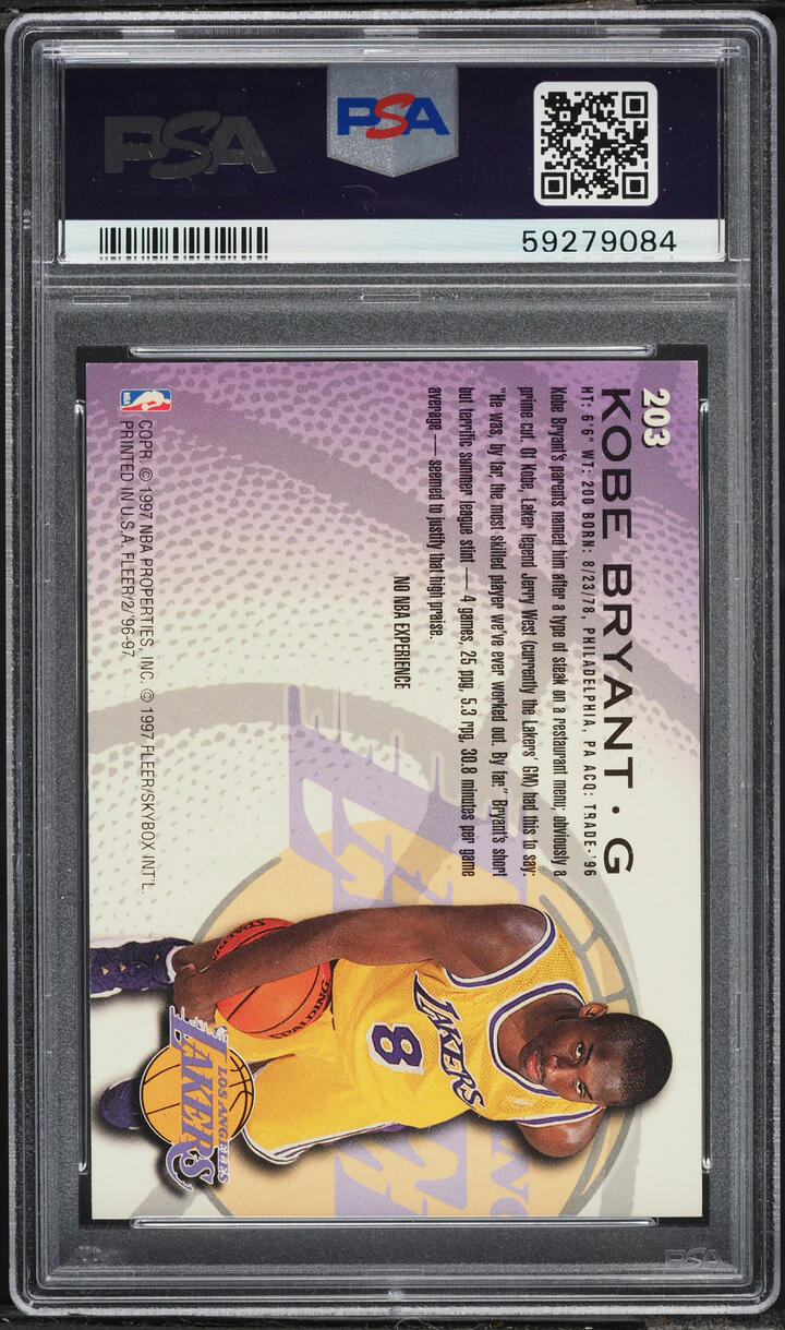 1996 Fleer Basketball Kobe Bryant ROOKIE #203 PSA 9 MINT