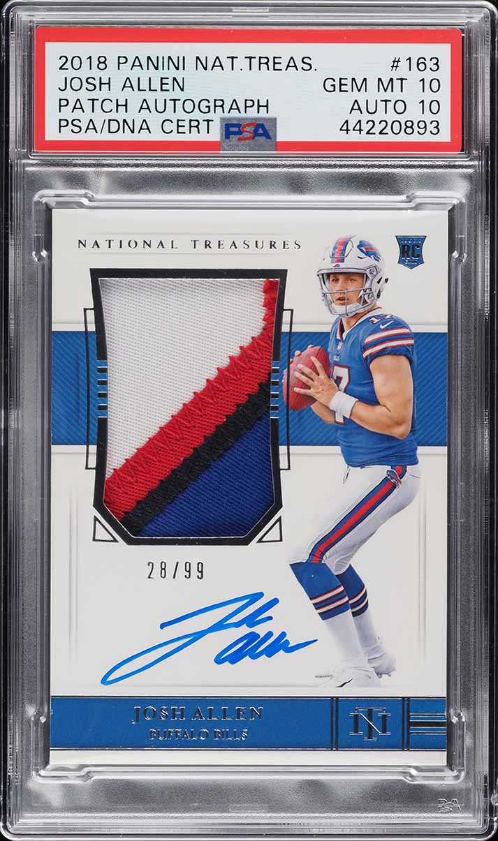 2018 National Treasures Josh Allen ROOKIE PATCH AUTO DNA 10 /99 #163 PSA 10