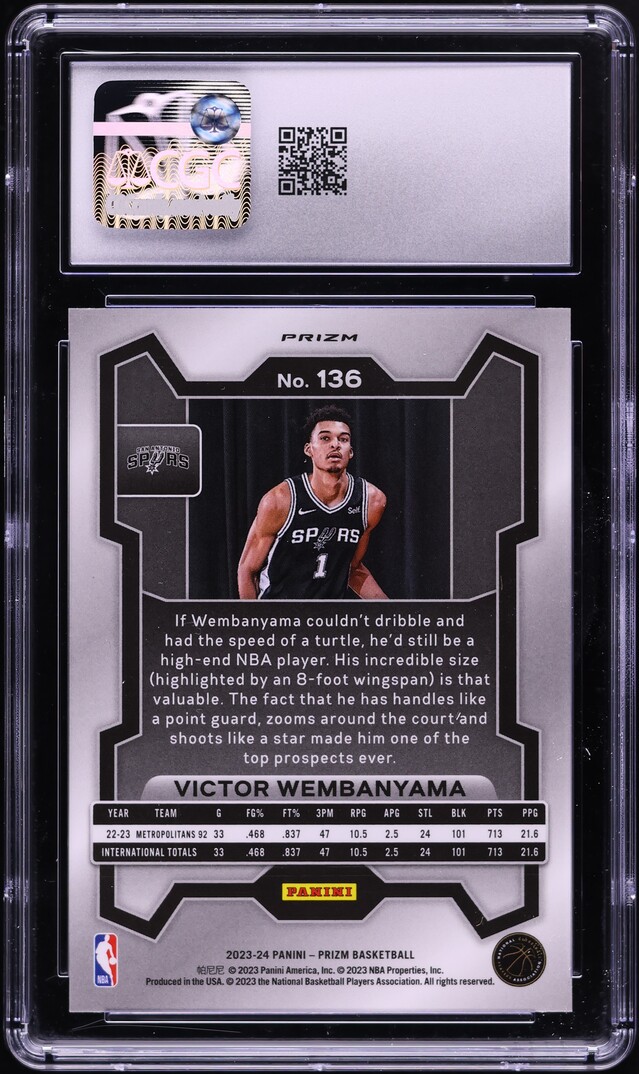 2023 Panini Prizm Silver Victor Wembanyama ROOKIE #136 CGC 9 MINT