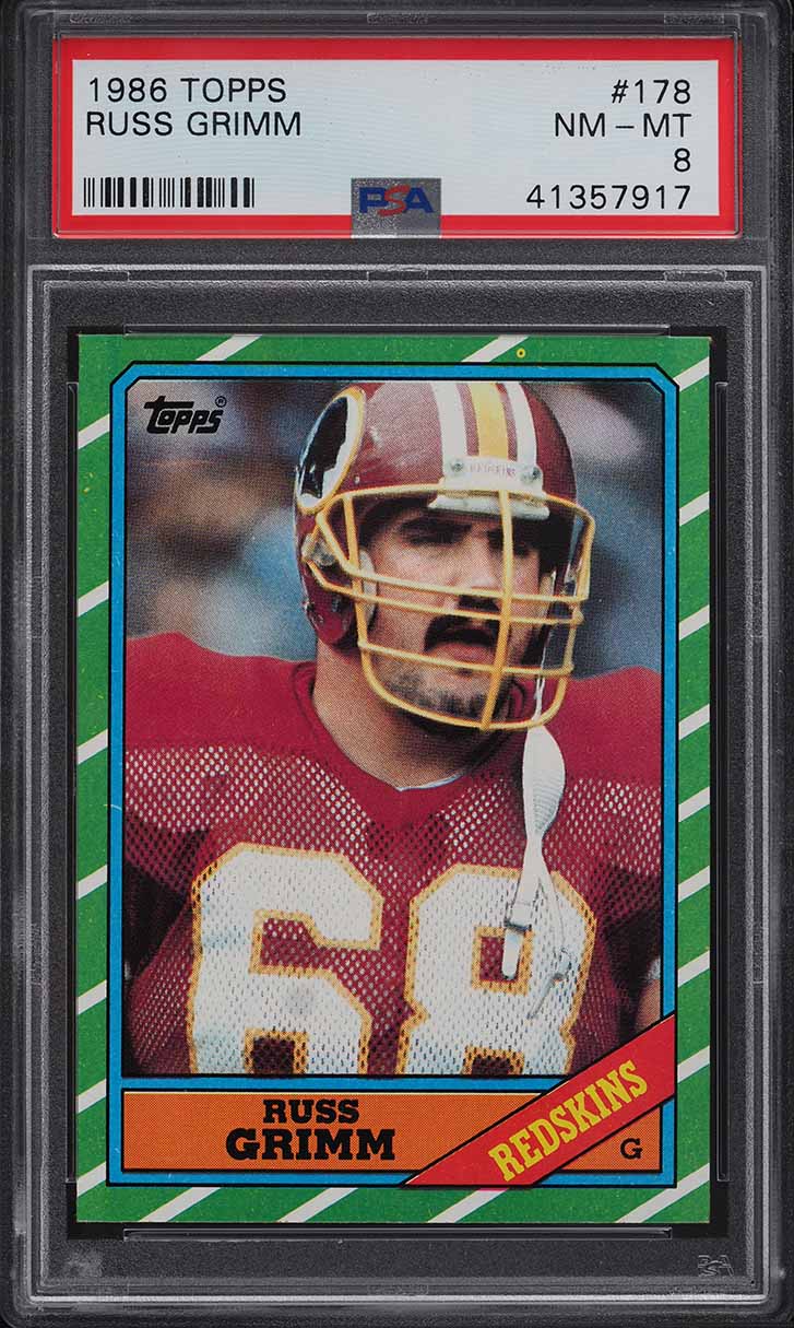 1986 Topps Football Russ Grimm #178 PSA 8 NM-MT