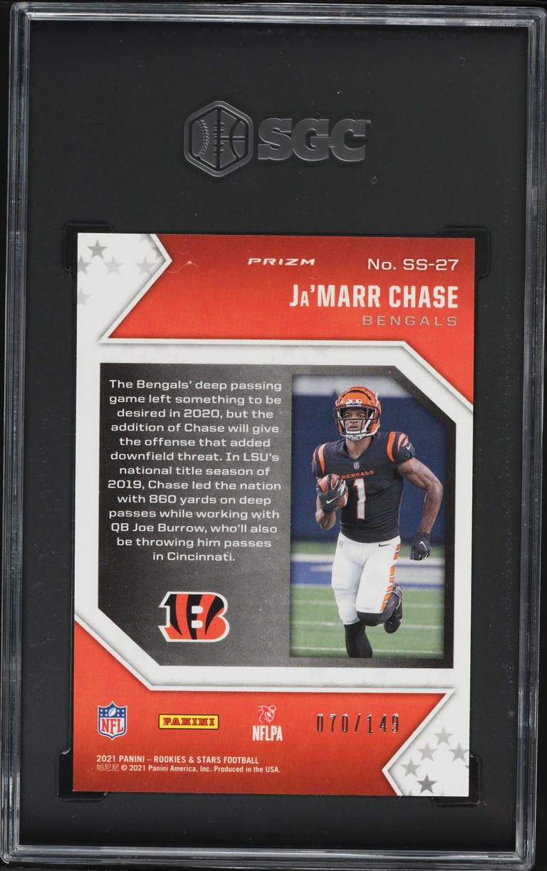 2021 Panini Rookies & Stars Star Studded White Prizm Ja'Marr Chase ROOKIE /149 #SS-27 SGC 10