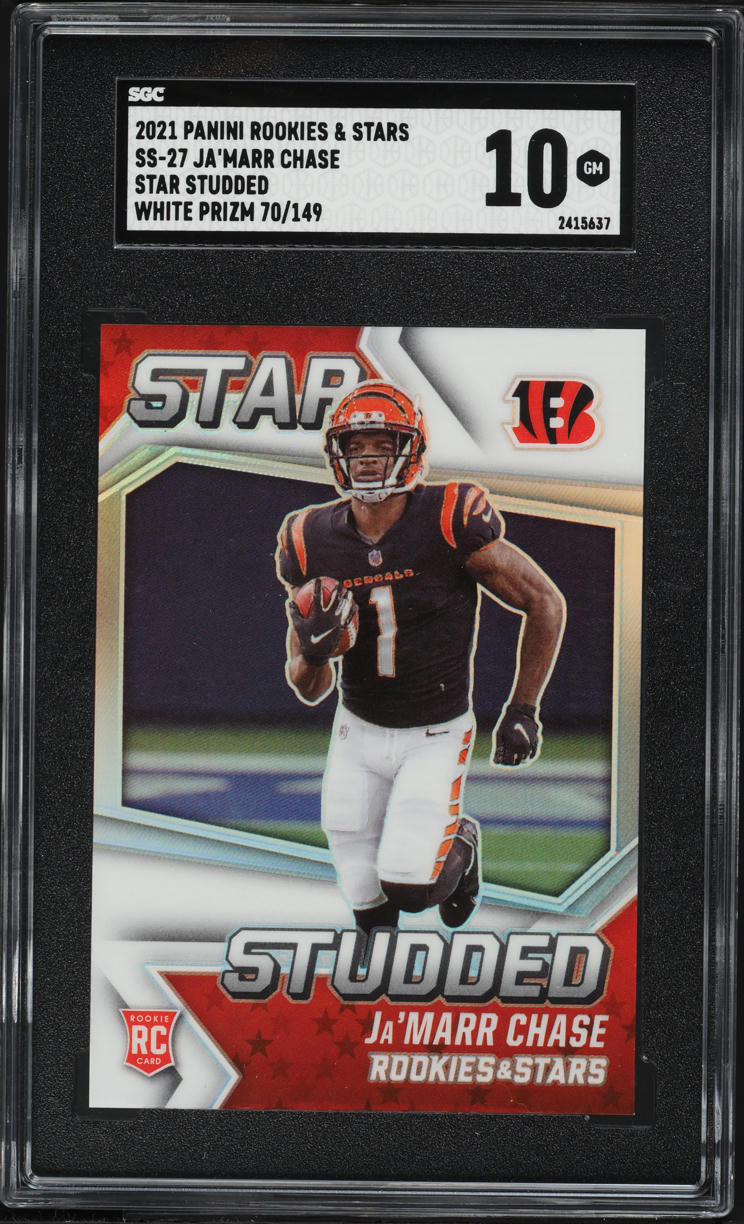 2021 Panini Rookies & Stars Star Studded White Prizm Ja'Marr Chase ROOKIE /149 #SS-27 SGC 10