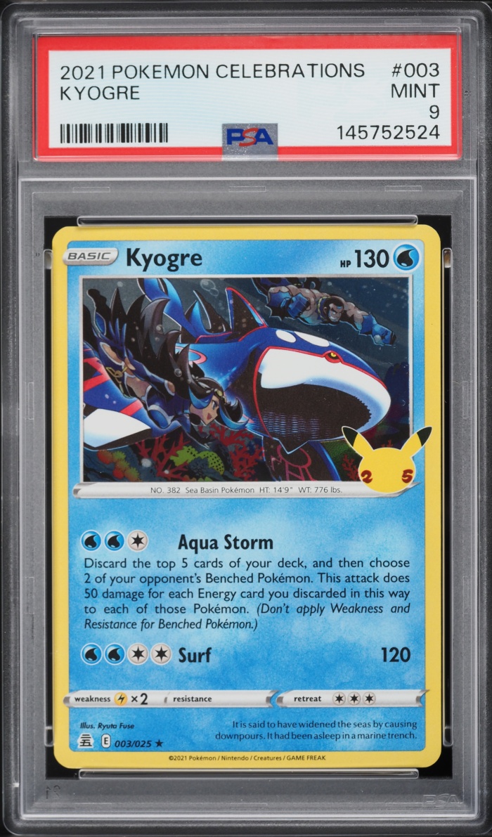 2021 Pokemon Sword & Shield Celebrations Holo Kyogre #3 PSA 9 MINT
