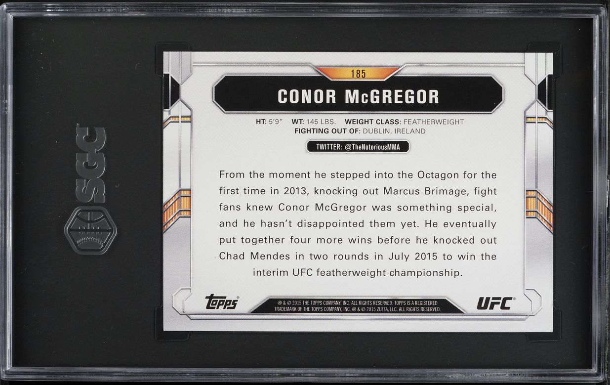 2015 Topps UFC Chronicles Conor McGregor #185 SGC 9.5 MINT+