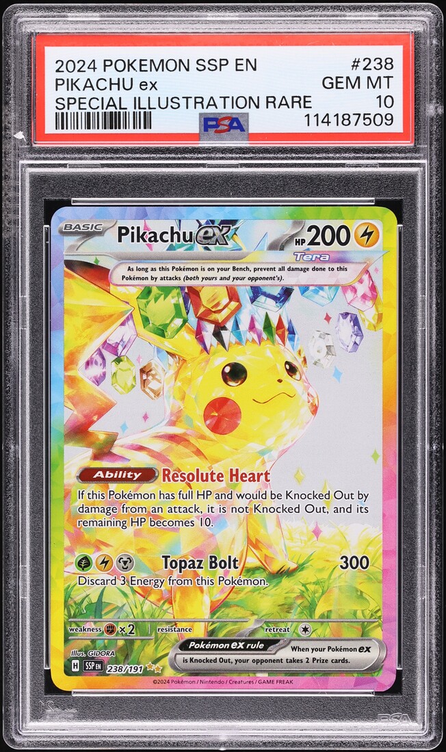 2024 Pokemon Scarlet & Violet Surging Sparks SIR Pikachu ex #238 PSA 10 GEM MINT