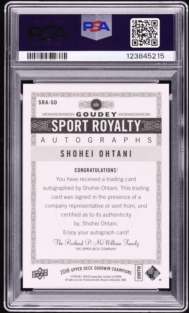 2019 Upper Deck Goodwin Champions '18 Update Shohei Ohtani KANJI AUTO DNA 10 #SRA-SO PSA 10 GEM