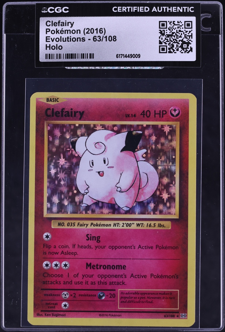 2016 Pokemon XY Evolutions Holo Clefairy #63 CGC AUTH