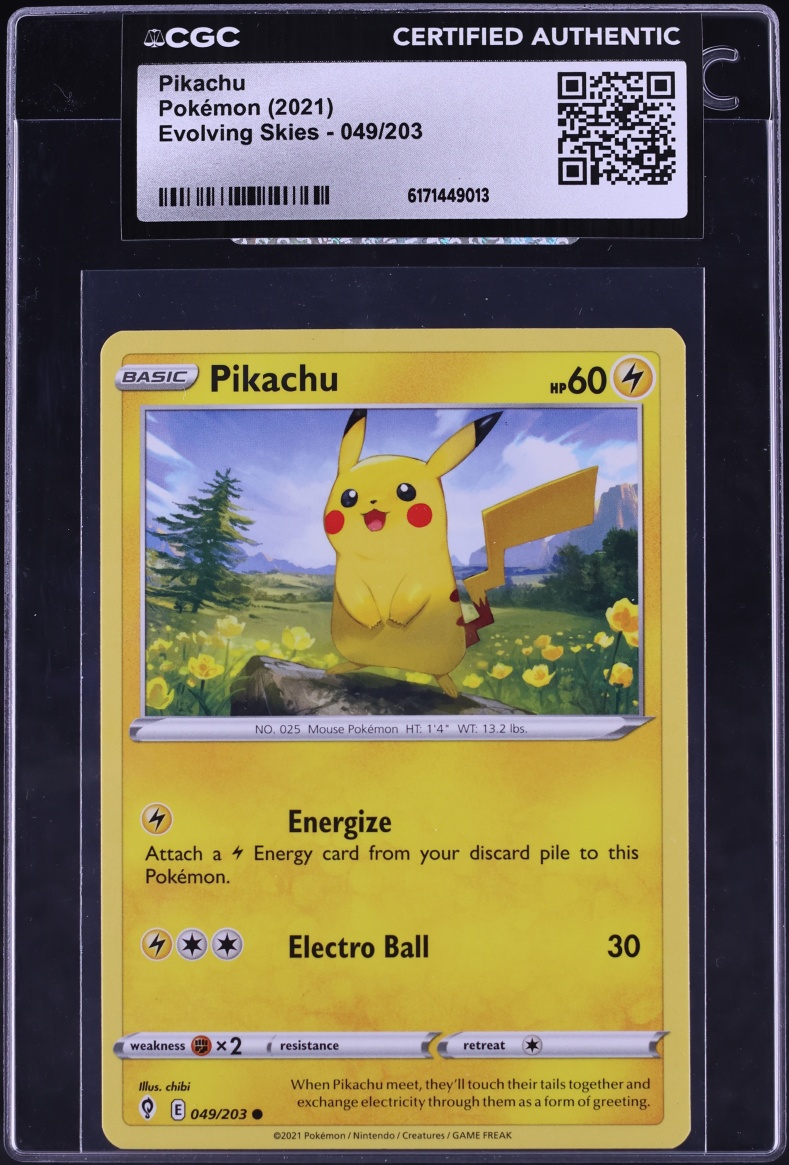 2021 Pokemon Sword & Shield Evolving Skies Pikachu #49 CGC AUTH