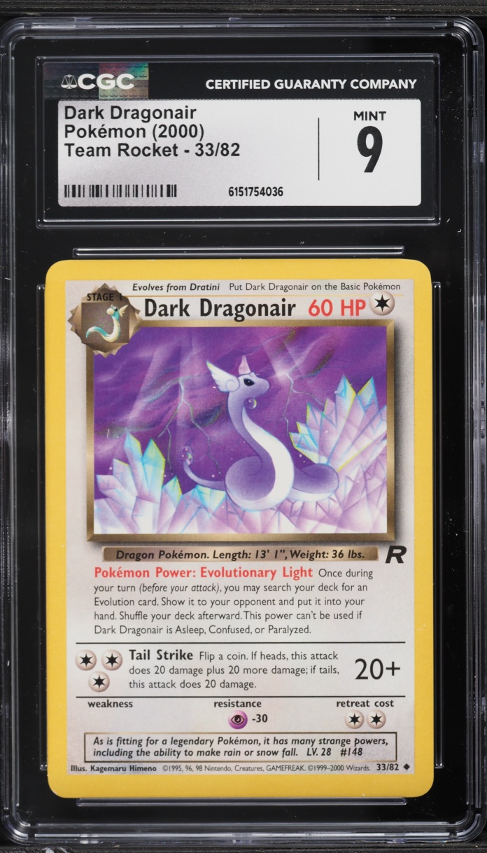 2000 Pokemon Team Rocket Dark Dragonair #33 CGC 9 MINT