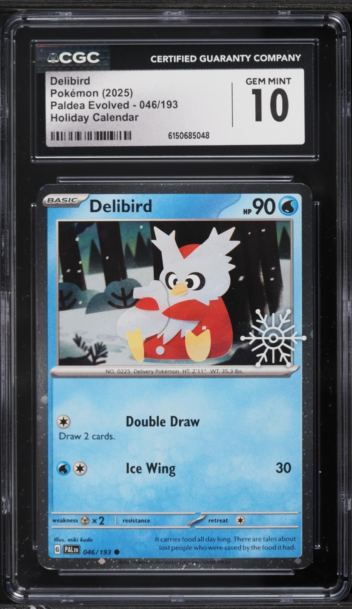 2025 Pokemon Scarlet & Violet Paldea Evolved Holiday Calendar Delibird #46 CGC 10 GEM MINT