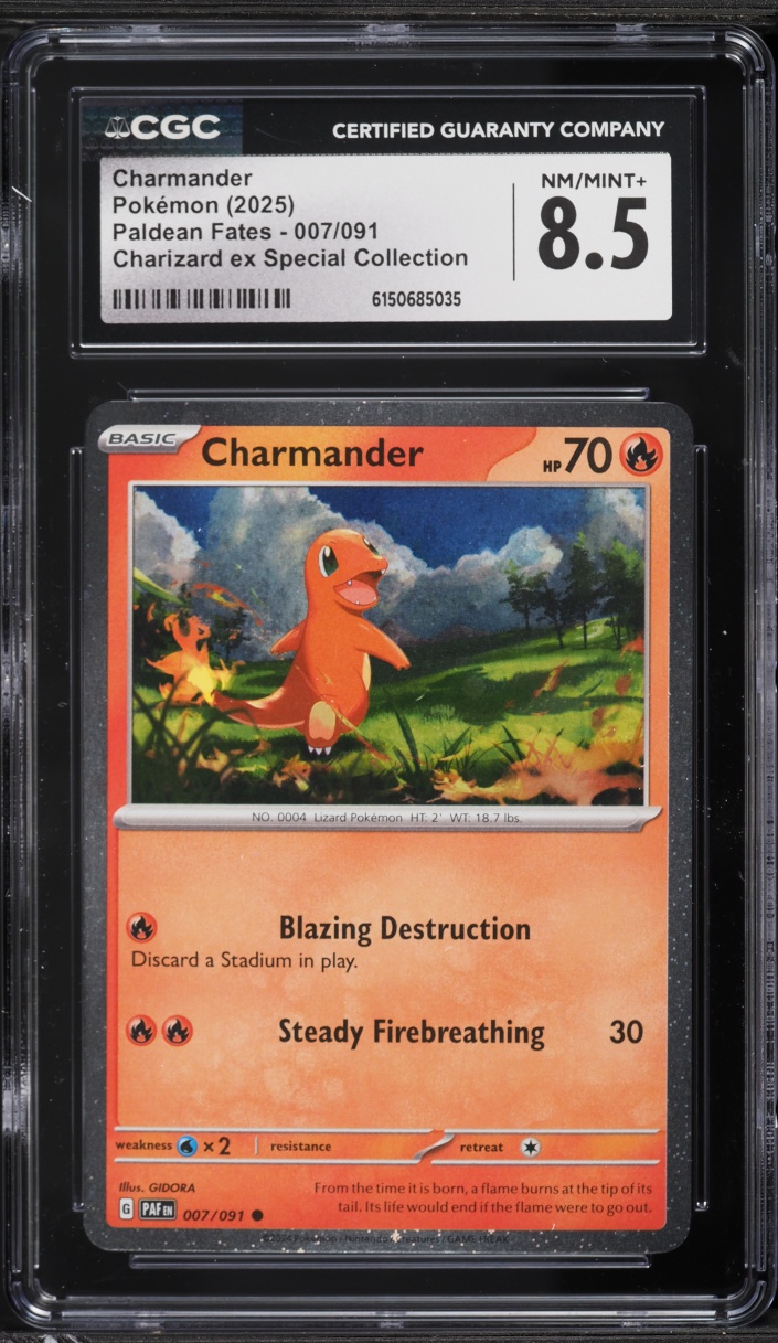 2025 Pokemon SV Paldean Fates Charizard Ex Special Collection Charmander #7 CGC 8.5 NM-MT+