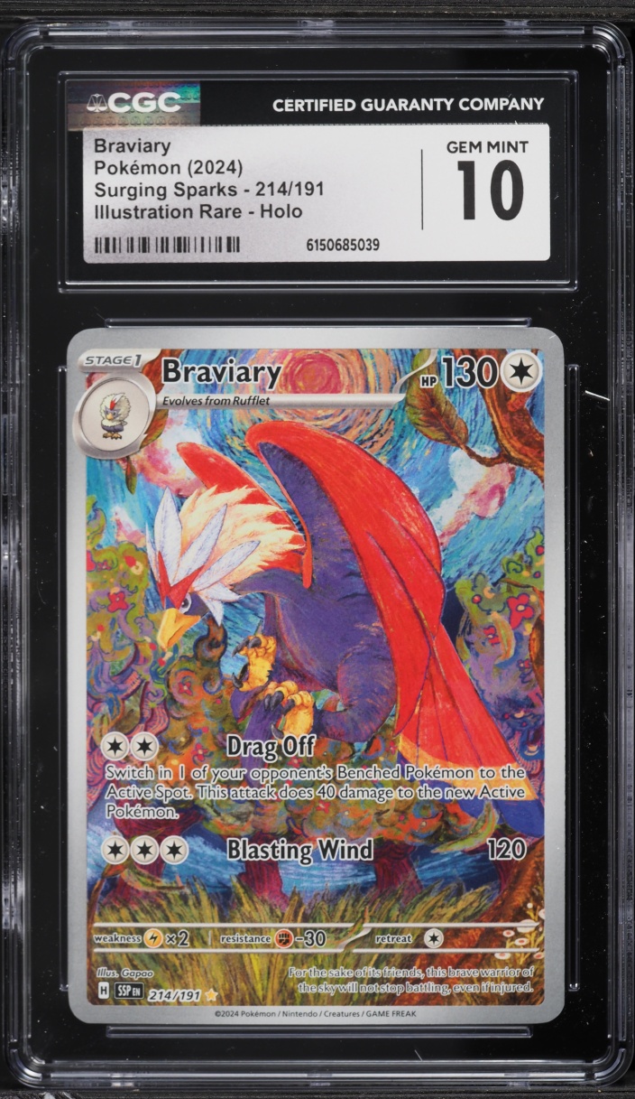 2024 Pokemon Scarlet & Violet Surging Sparks IR Braviary #214 CGC 10 GEM MINT