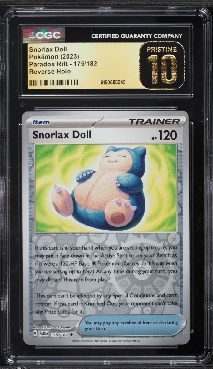 2023 Pokemon Scarlet & Violet Paradox Rift Reverse Holo Snorlax Doll #175 CGC 10 PRISTINE