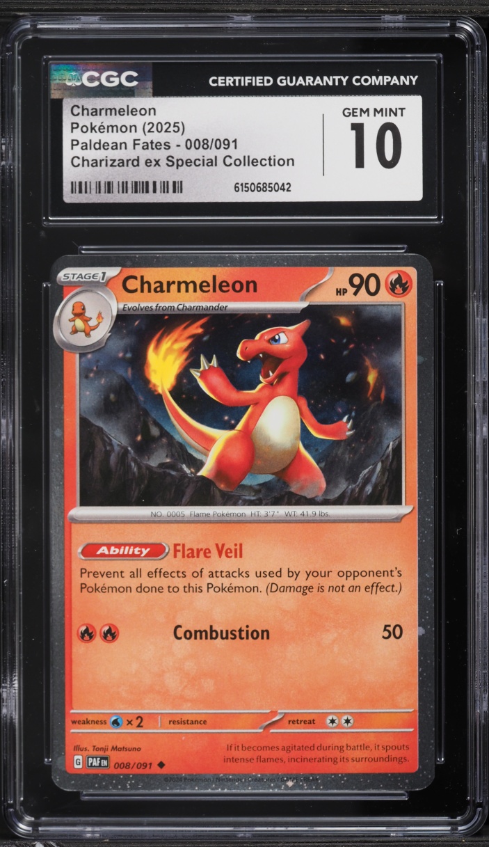 2025 Pokemon Scarlet & Violet Paldean Fates Charizard Ex Special Charmeleon #8 CGC 10 GEM MINT