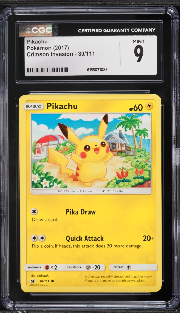 2017 Pokemon Sun & Moon Crimson Invasion Pikachu #30 CGC 9 MINT