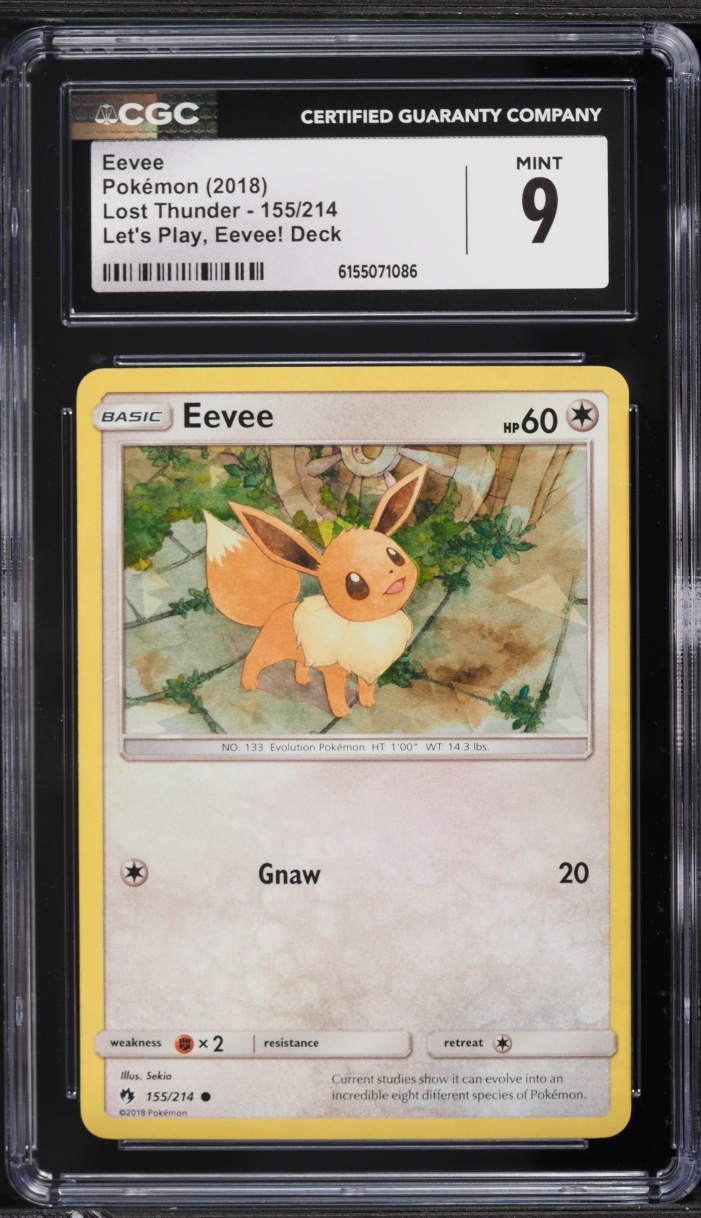 2018 Pokemon Sun & Moon Lost Thunder Let's Play Deck Cracked Ice Holo Eevee #155 CGC 9 MINT