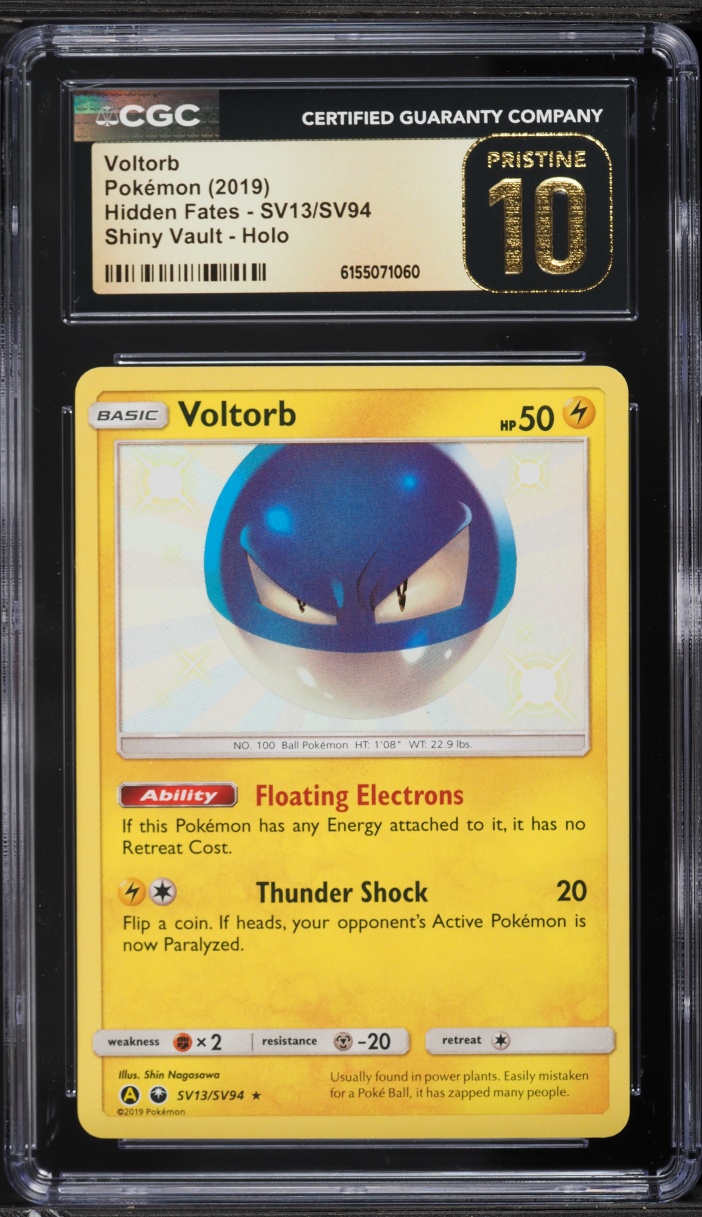 2019 Pokemon Sun & Moon Hidden Fates Shiny Voltorb #SV13 CGC 10 PRISTINE