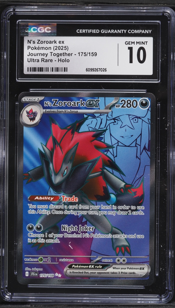 2025 Pokemon Scarlet & Violet Journey Together Full Art N's Zoroark ex #175 CGC 10 GEM MINT