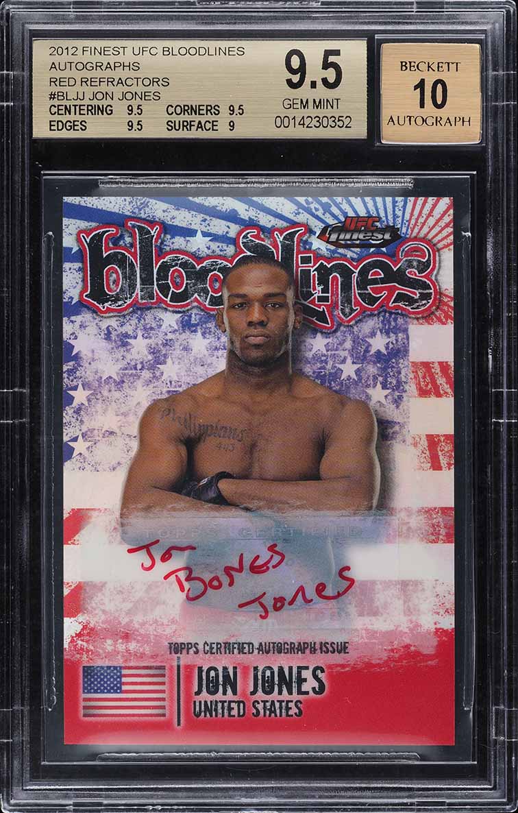 2012 Finest UFC Bloodlines Red Refractor Jon 'Bones' Jones AUTO 1/1 BGS ...