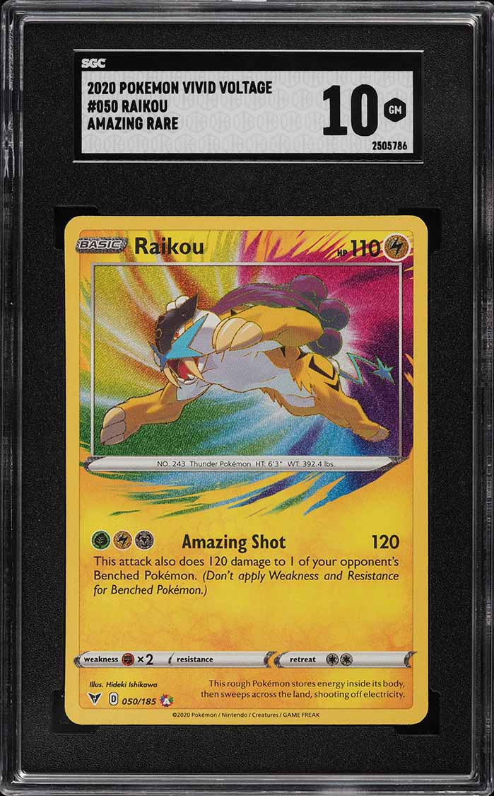 2020 Pokemon Sword & Shield Vivid Voltage Amazing Rare Raikou #050 SGC 10 - Main Image