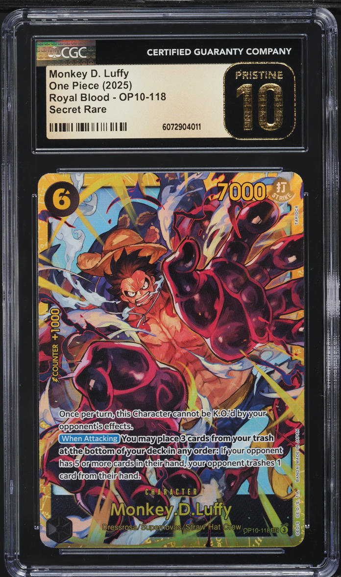 2025 One Piece Royal Blood Monkey D. Luffy #OP10-118 CGC 10 PRISTINE