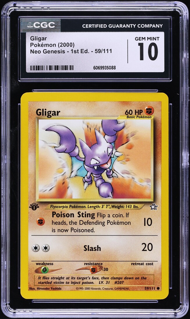 2000 Pokemon Neo Genesis 1st Edition Gligar #59 CGC 10 GEM MINT