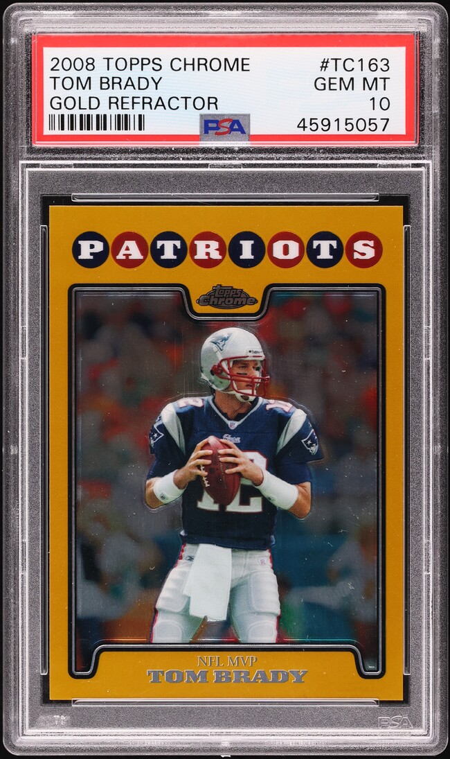 2008 Topps Chrome Gold Refractor Tom Brady /199 #TC163 PSA 10 GEM MINT - Photo 1