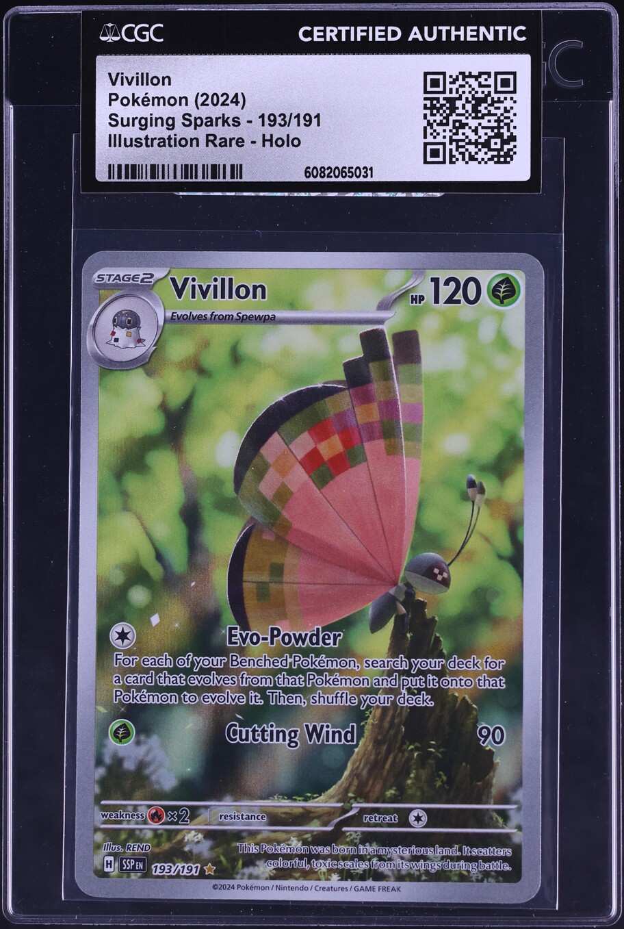 2024 Pokemon Scarlet & Violet Surging Sparks IR Vivillon #193 CGC AUTH