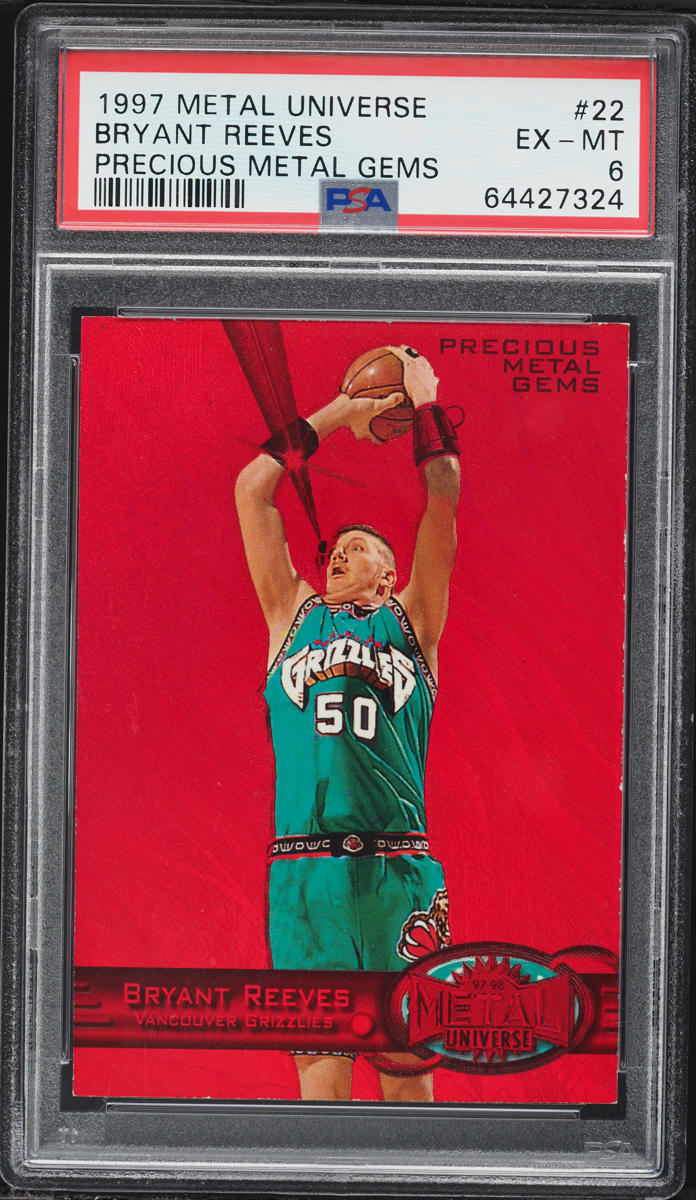 1997 Metal Universe Precious Metal Gems PMG Red Bryant Reeves /100 #22 PSA 6 EXMT