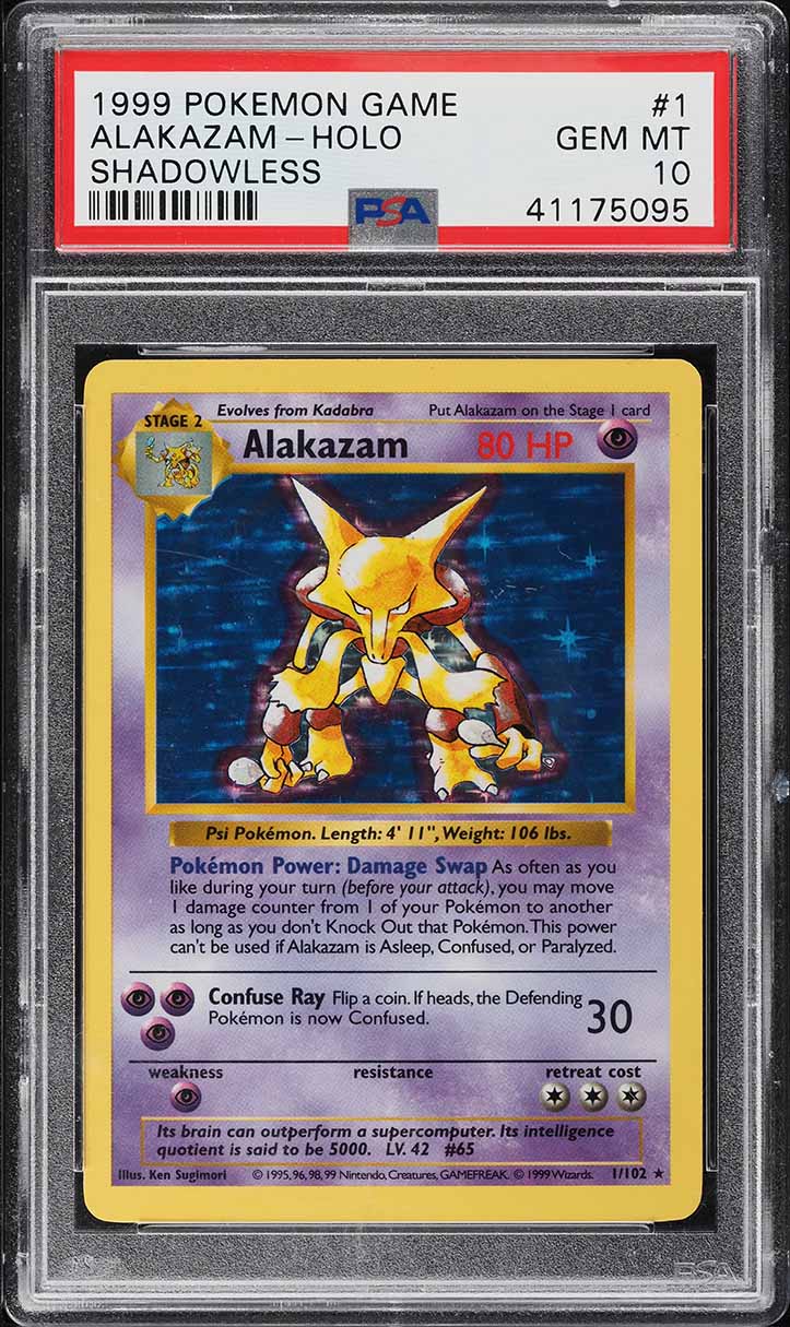 1999 Pokemon Base Set Shadowless Holo Alakazam #1 PSA 10 GEM MINT