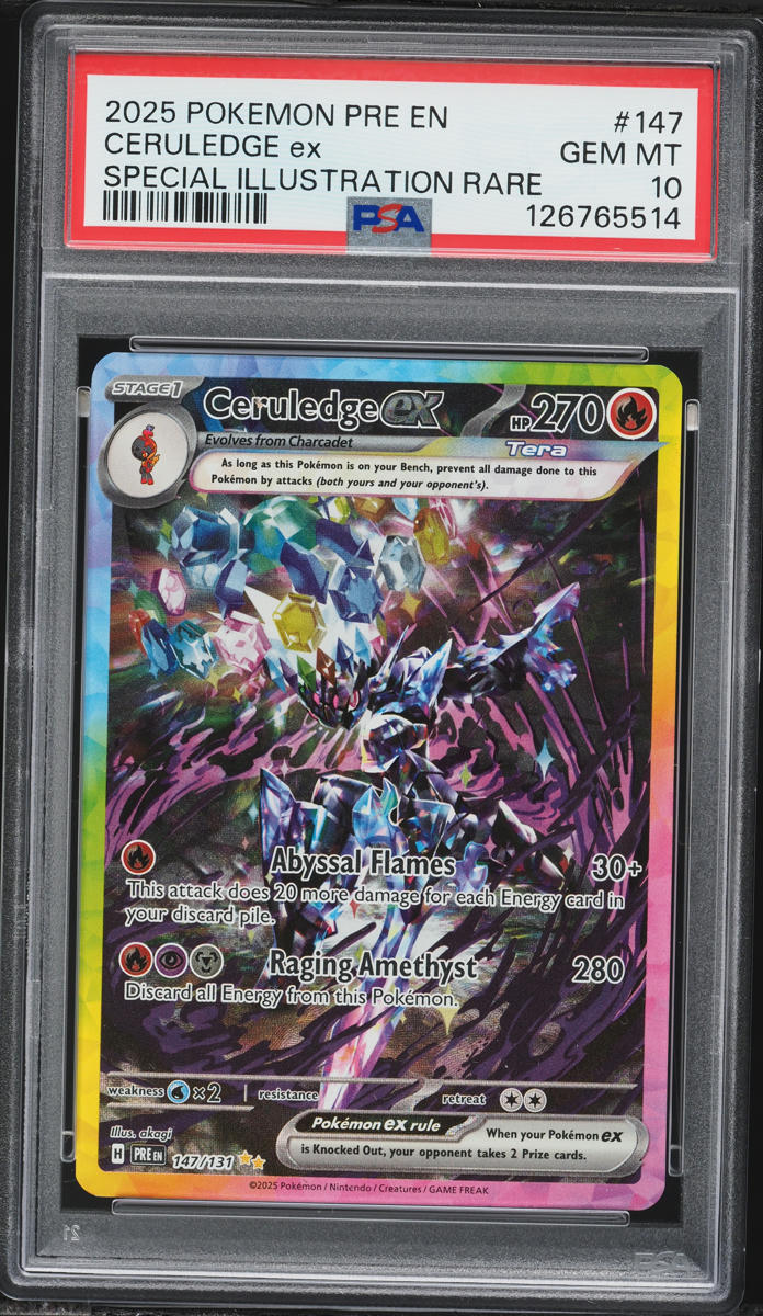 2025 Pokemon Scarlet & Violet Prismatic Evolutions SIR Ceruledge ex #147 PSA 10 GEM MINT