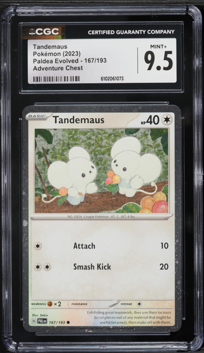 2023 Pokemon Scarlet & Violet Paldea Evolved Adventure Chest Tandemaus #167 CGC 9.5 MINT+